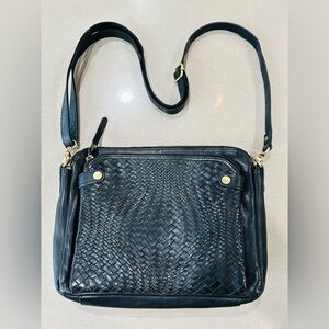MILO 100% Leather - made in Canada - Elegant Black Woven Leather Crossbody